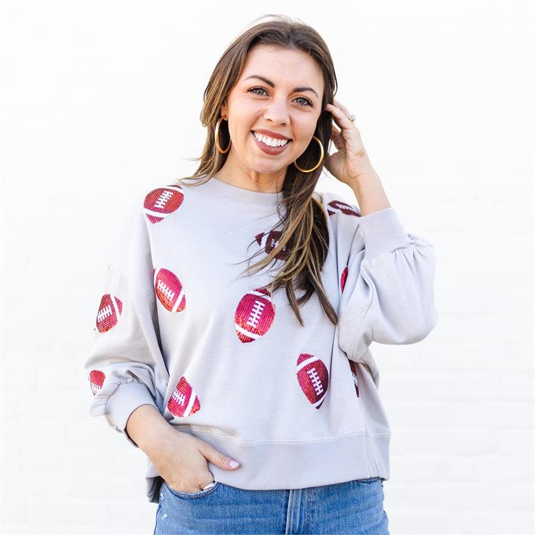 Mary Square- Sweatshirt Millie Crimson & White