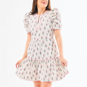 Mary Square- Dress Adelyn Cottage Stripes Tan