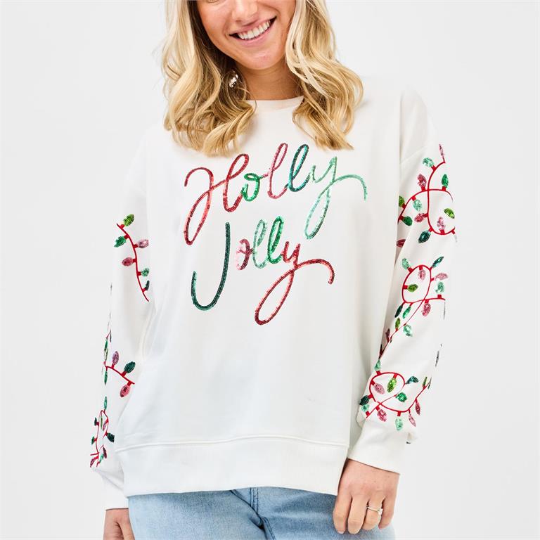 Mary Square- Sweatshirt Holly Jolly Lights