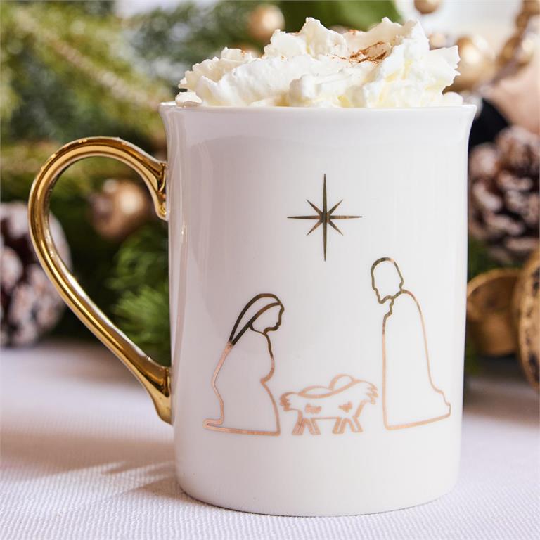 Mary Square Gold Handle Christmas Mugs '25 In Store Only