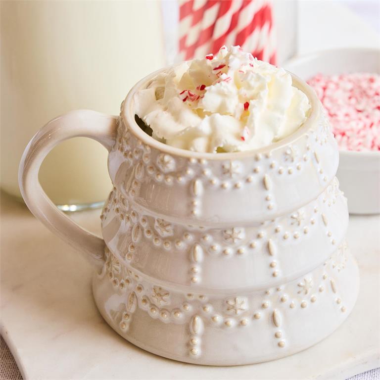 Mary Square Sculpted Mug White Tree