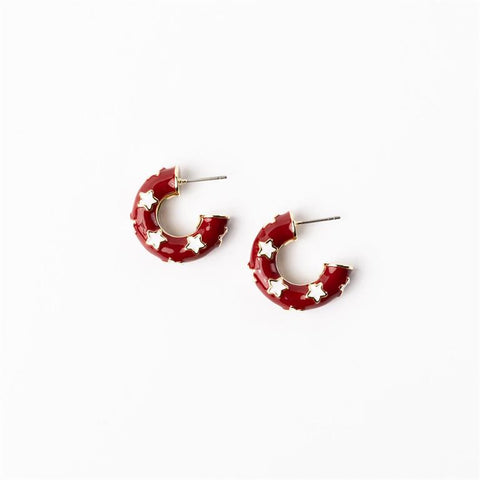 Michelle Mcdowell- Earrings Crimson & White Large