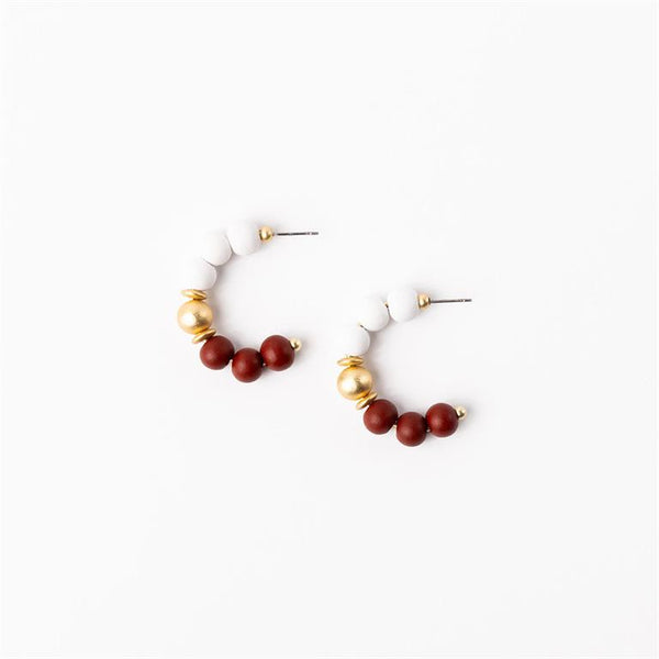 Michelle Mcdowell- Earrings Crimson & White Large