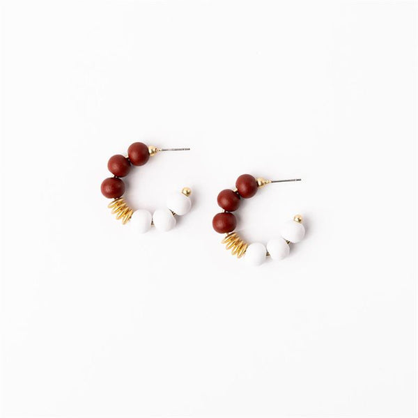 Michelle Mcdowell- Earrings Crimson & White Large