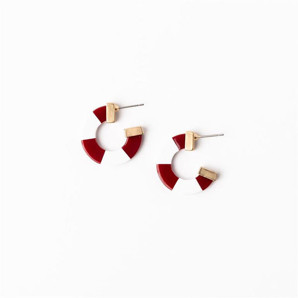 Michelle Mcdowell- Earrings Crimson & White Large