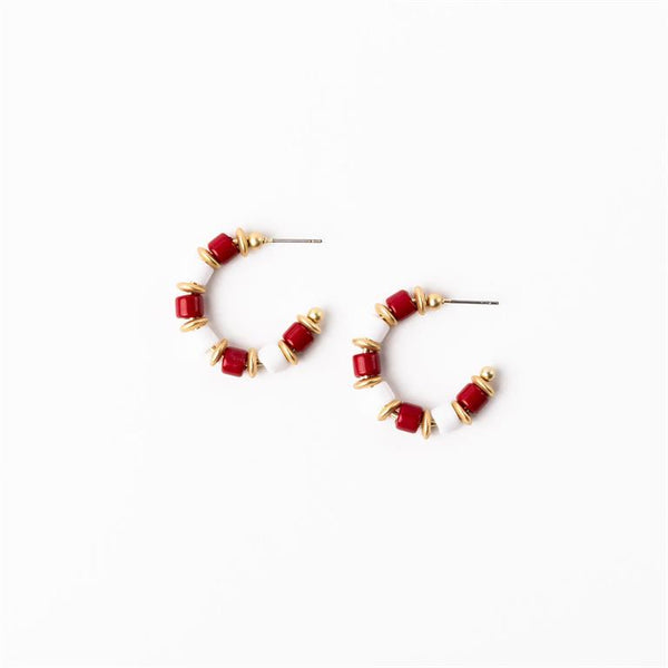 Michelle Mcdowell- Earrings Crimson & White Large