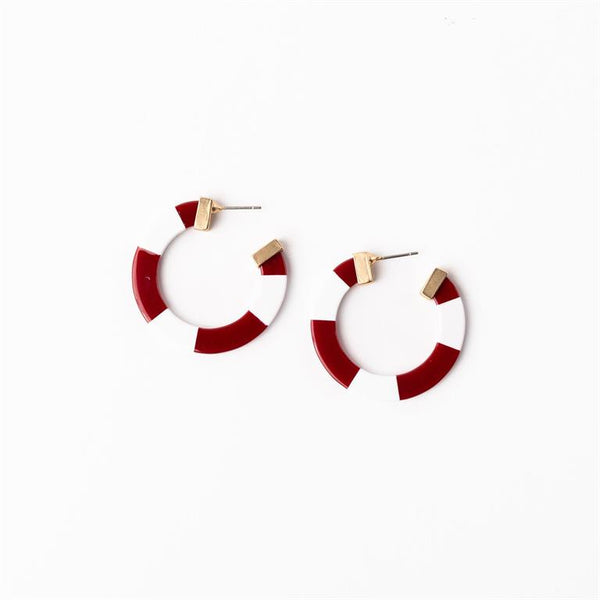 Michelle Mcdowell- Crimson & White Medium Earrings