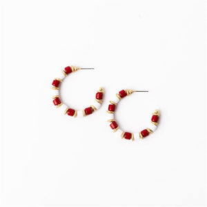 Michelle Mcdowell- Crimson & White Medium Earrings