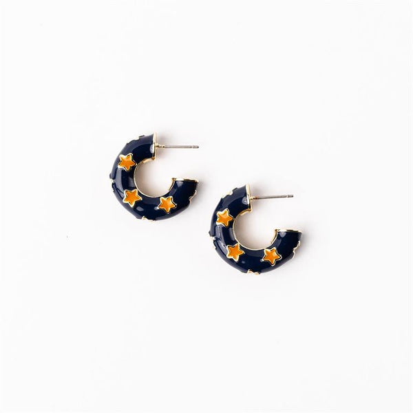 Michelle Mcdowell- Small Earrings True Navy & Orange