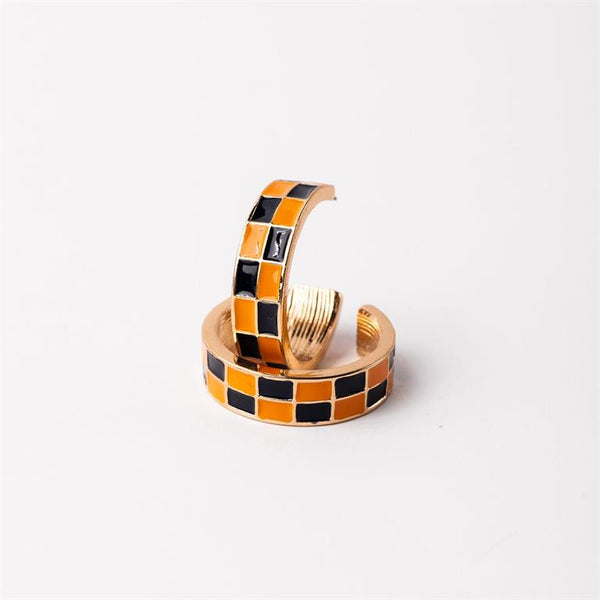 Michelle Mcdowell- Small Earrings True Navy & Orange