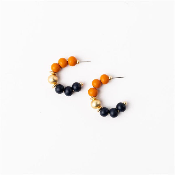 Michelle Mcdowell- Small Earrings True Navy & Orange