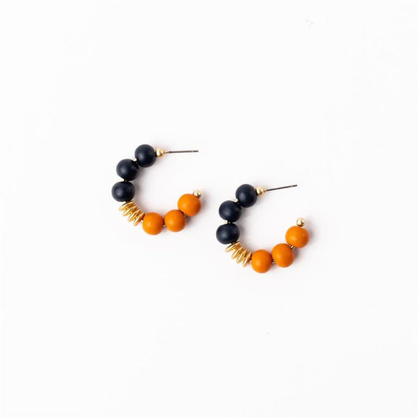 Michelle Mcdowell- Small Earrings True Navy & Orange