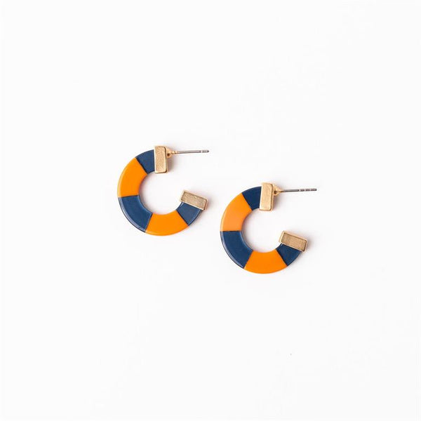 Michelle Mcdowell- Small Earrings True Navy & Orange