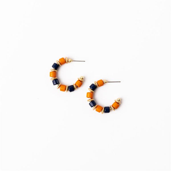 Michelle Mcdowell- Small Earrings True Navy & Orange