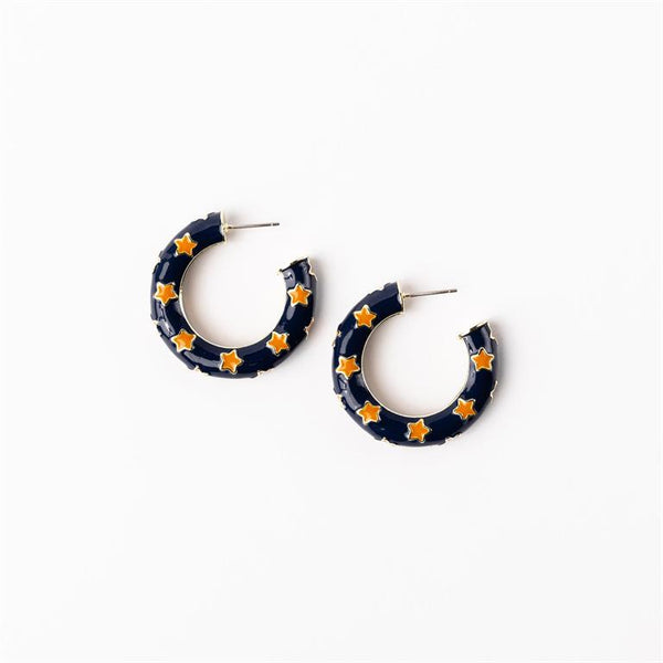 Michelle Mcdowell- Navy & Orange Medium Earrings