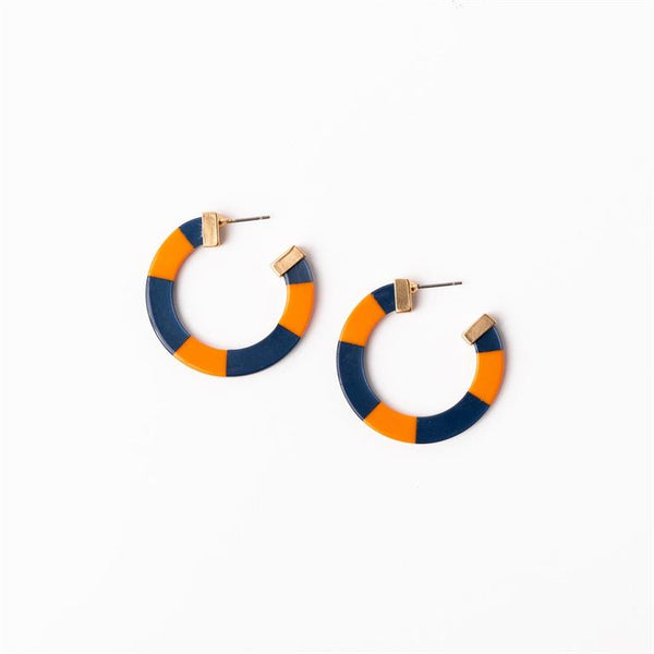 Michelle Mcdowell- Navy & Orange Medium Earrings