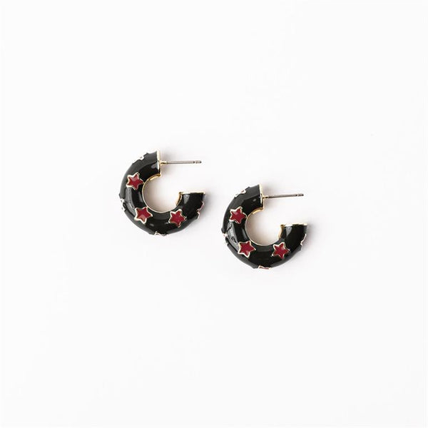 Michelle Mcdowell- Garnet & Black Small Earrings