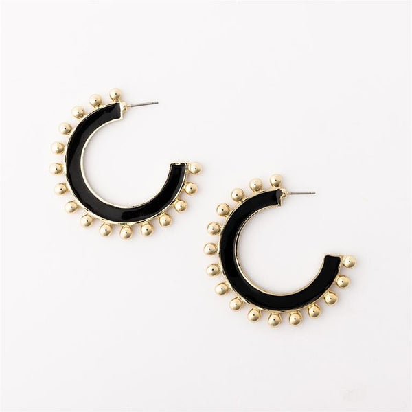 Michelle Mcdowell-Garnet & Black Large Earrings