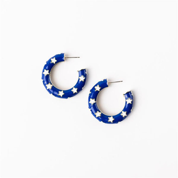 Michelle Mcdowell- Blue & White Medium Earrings