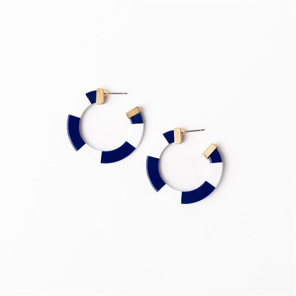 Michelle Mcdowell- Blue & White Medium Earrings