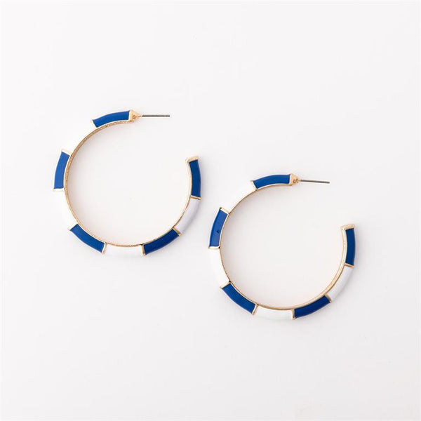 Michelle Mcdowell- Blue & White Large Earrings