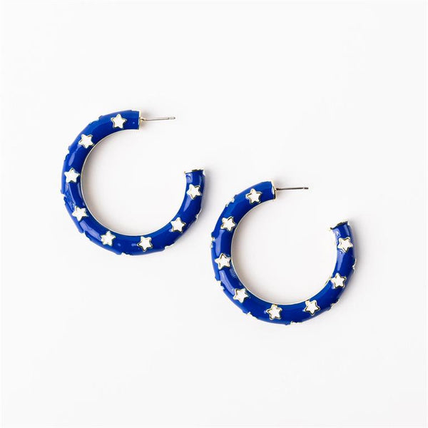 Michelle Mcdowell- Blue & White Large Earrings