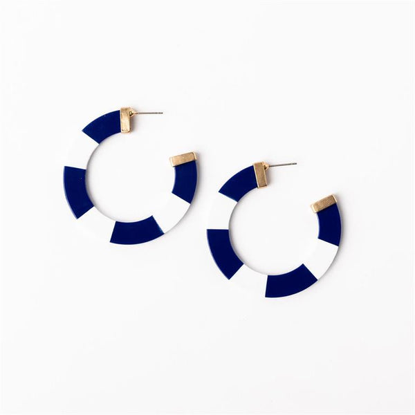 Michelle Mcdowell- Blue & White Large Earrings