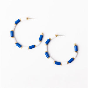 Michelle Mcdowell- Blue & White Large Earrings
