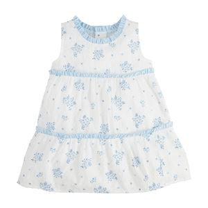 Mudpie- Blue Floral Tiered Dress 