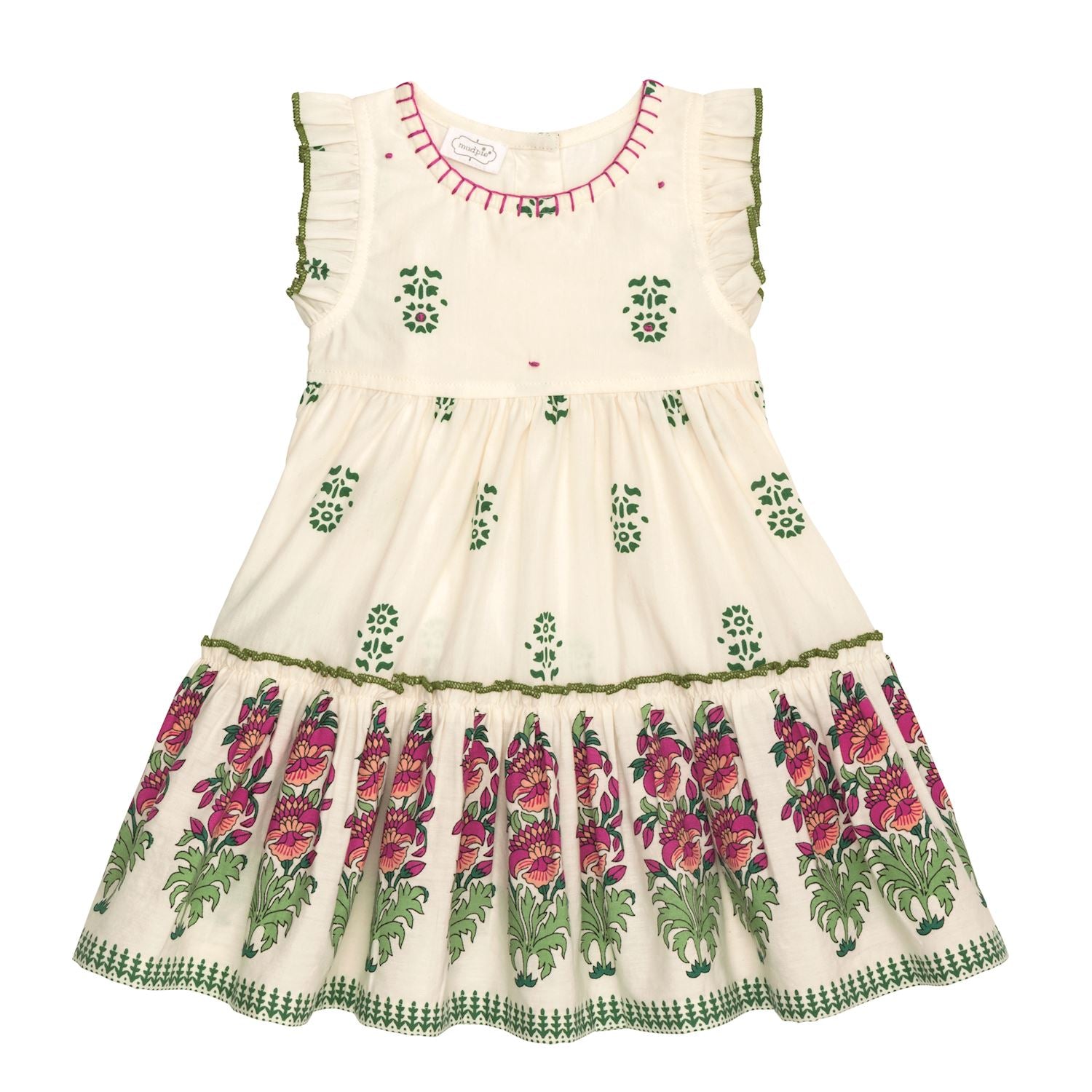 Mudpie- Ivory Block Print Dress  