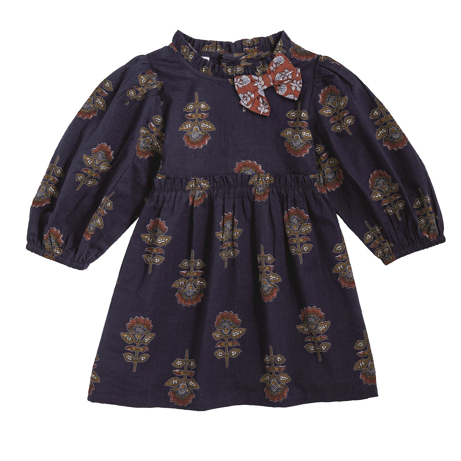 Mudpie- Navy Floral Ruffle Dress 