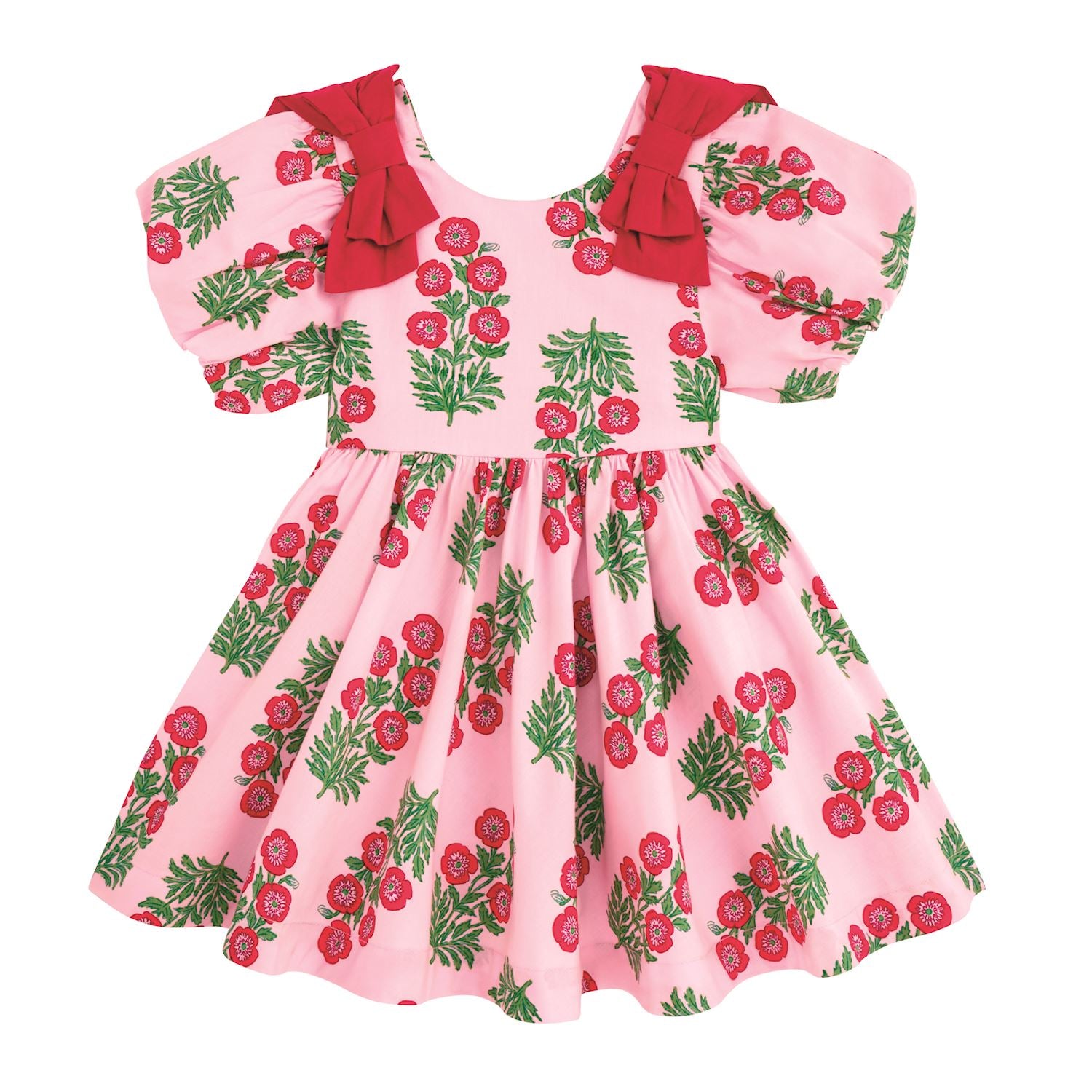 Mudpie- Christmas Block-Print Bow Dress 