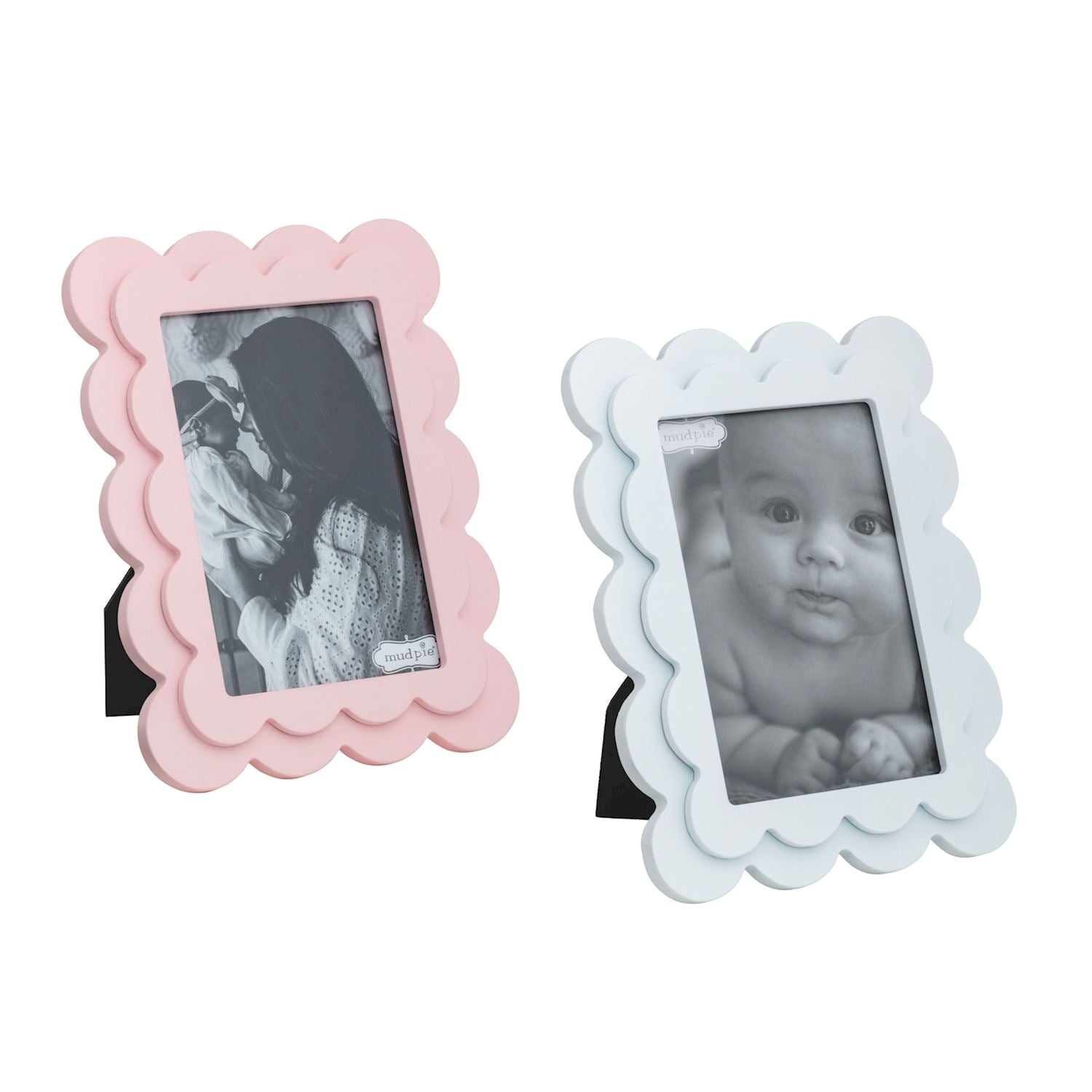 Mudpie- Pink & White Scallop Frames 
