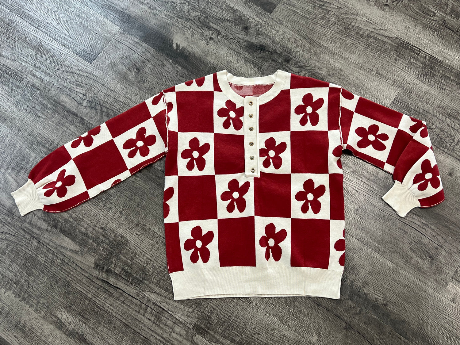 Barefoot Flower Sweater In Red