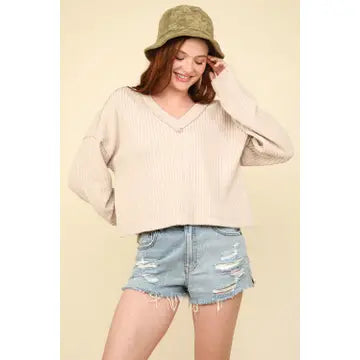 Casual Comfy Soft V-Neck Knit Top