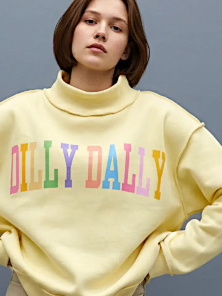 Bucketlist- Graphic Reversible Mock Neck Sweatshirt