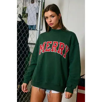 'merry' Polka Dot Mock Neck Sweatshirt