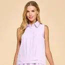 TCEC-Sleeveless Dropped Waist Shirt Dress LAVENDER