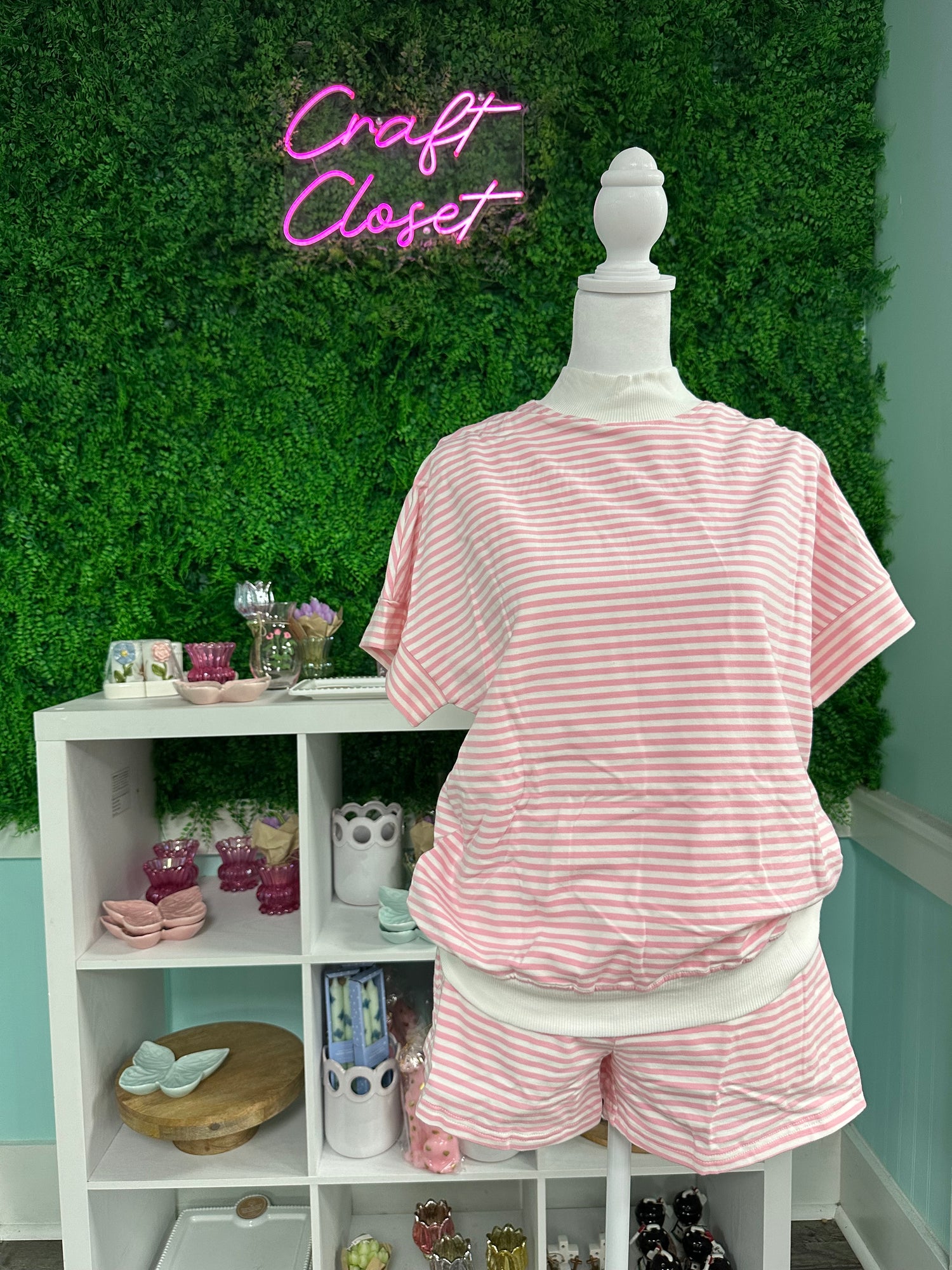Barefoot Ladies Pink Striped Short Set
