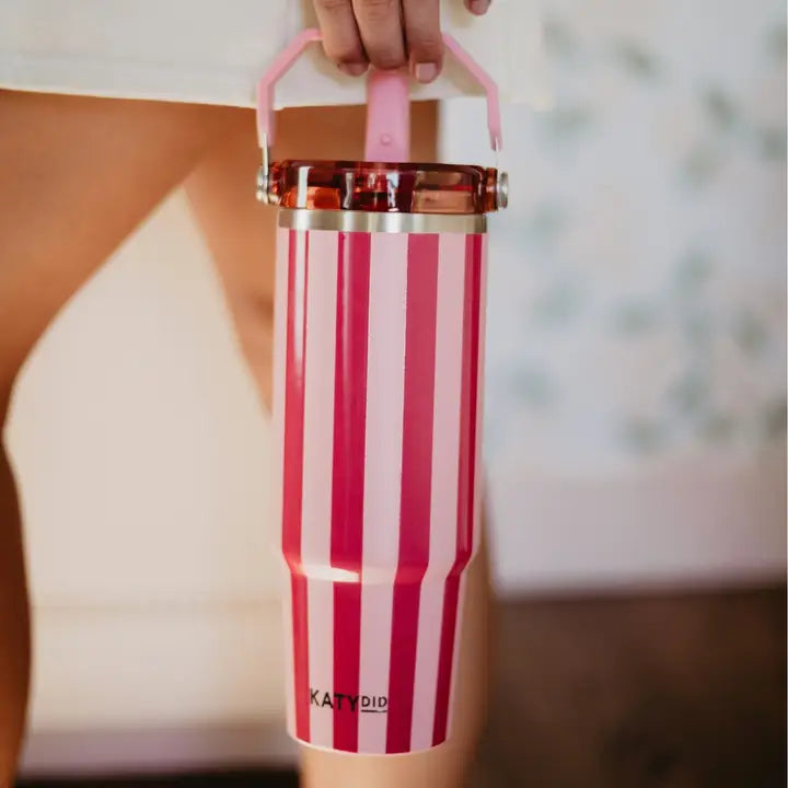 Katydid Pink and Wine Striped 30 oz Cabana Tumbler