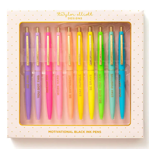 Pen Set - Motivational - Asst Colors - 10 Piece Set