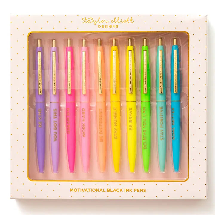 Pen Set - Motivational - Asst Colors - 10 Piece Set