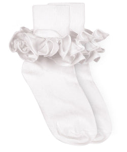Jefferies Socks- Misty Ruffle Lace Turn Cuff Socks 1 Pair