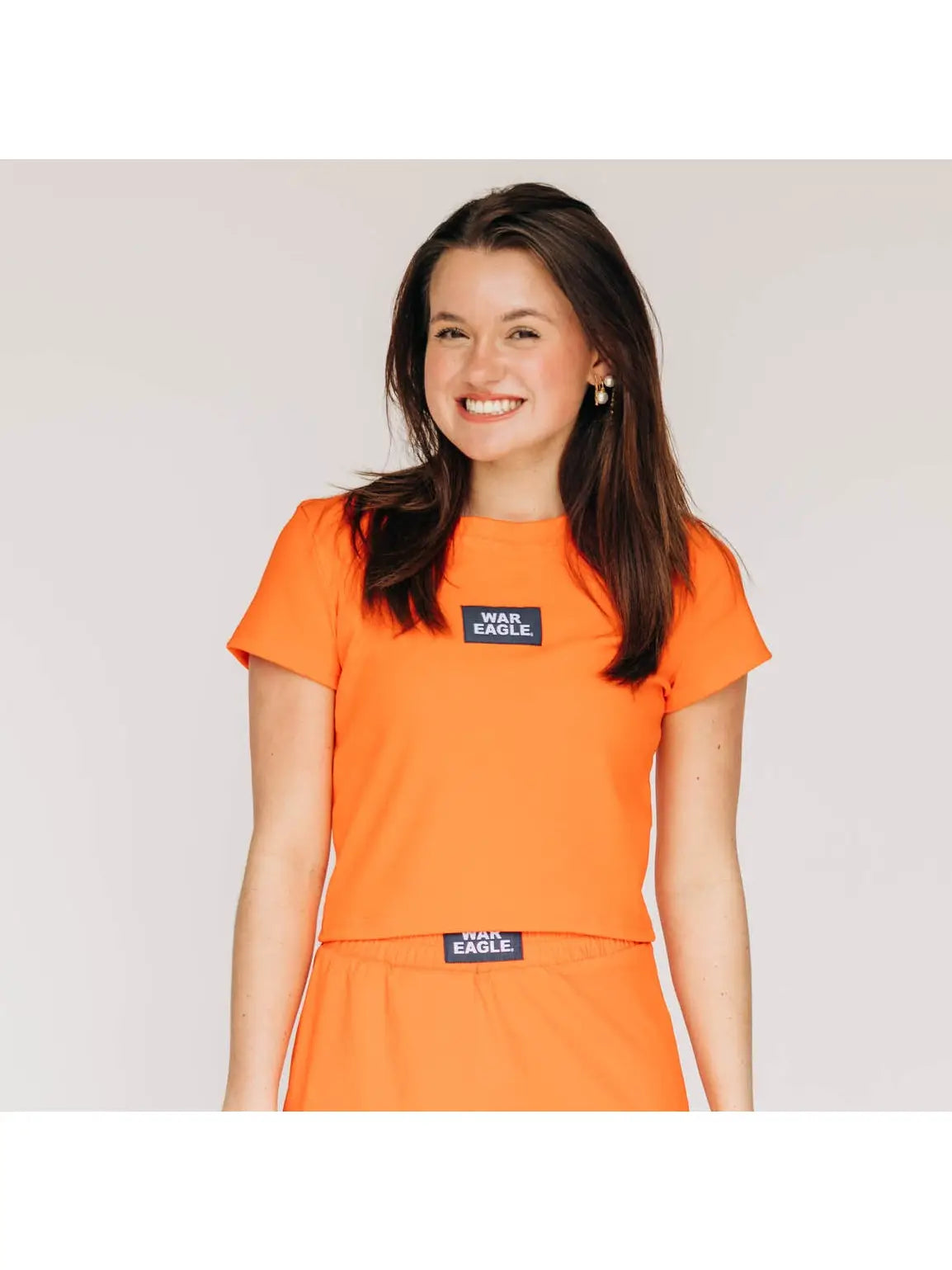 Ribbed Baby Tee War Eagle Woven Label | Orange