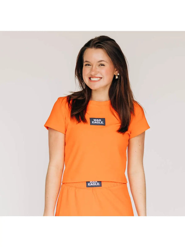Ribbed Baby Tee War Eagle Woven Label | Orange