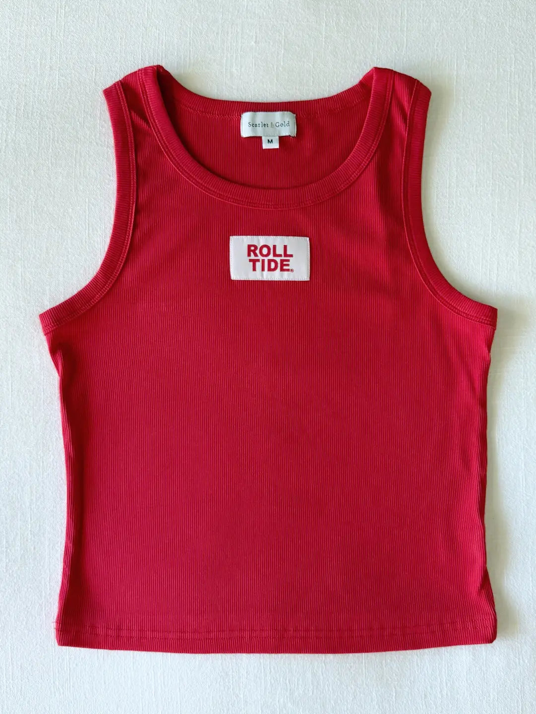 Ribbed Tank Roll Tide Woven Label | Crimson