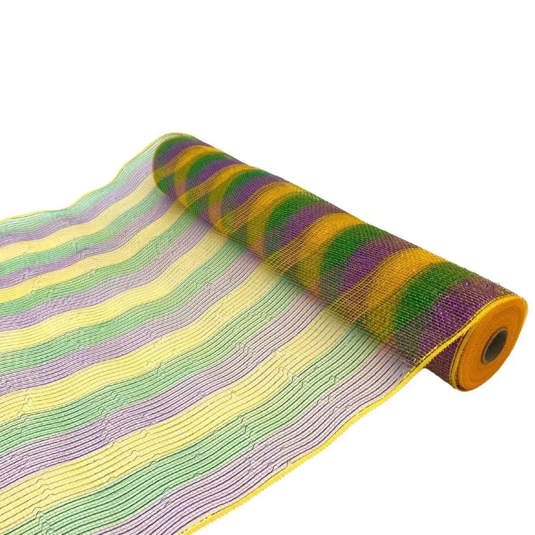 21"X 10yds Narrow Stripe Mardi Gras Mesh (Each)