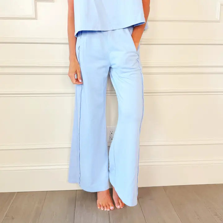 Poppy & Pine-Powder Blue Flowy Pant