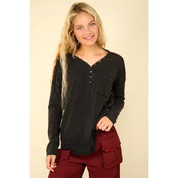 Mineral Washed Cotton Comfy Knit Top