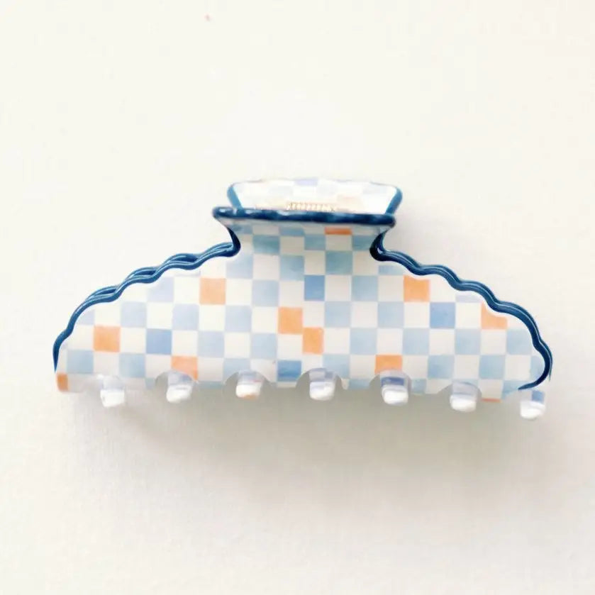 Orange and Blue Scalloped Claw Clip